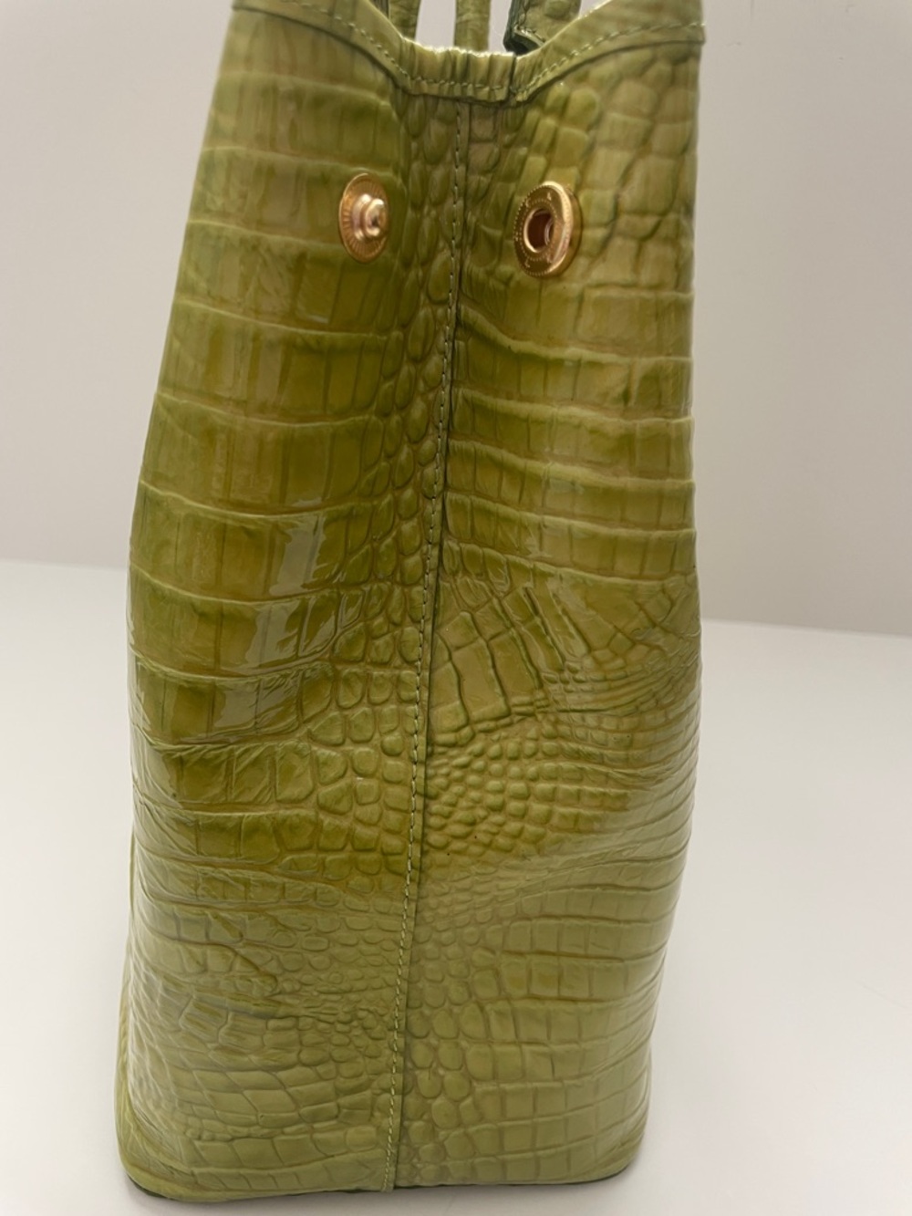 Brahmin Melbourne Crocodile Embossed Tote Bag Lime Green - Picture 5 of 11